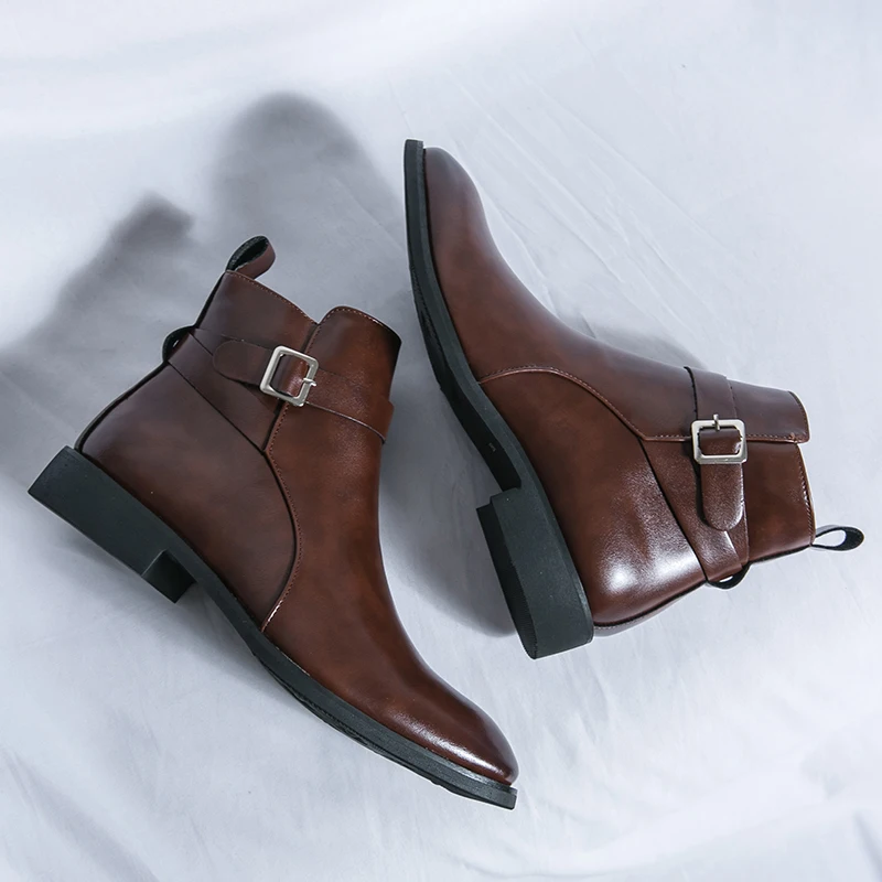 Men Formal Wear With Boots - Fashion Designer Men's Pointed Leather Boots