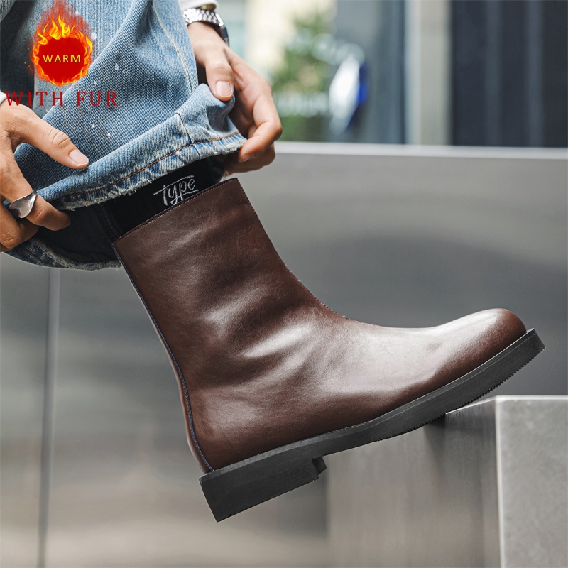 Men Formal Wear With Boots - Autumn and winter men's long boots