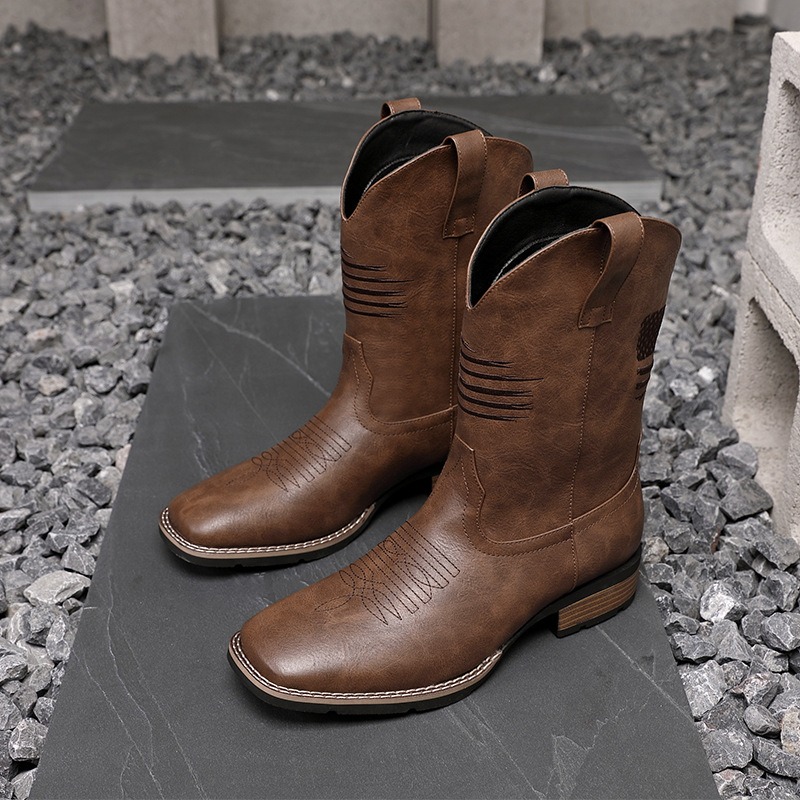 Men'S Ethnic & Formal Designer Wear Studio S - Men Western Cowboy Boots Square Toe