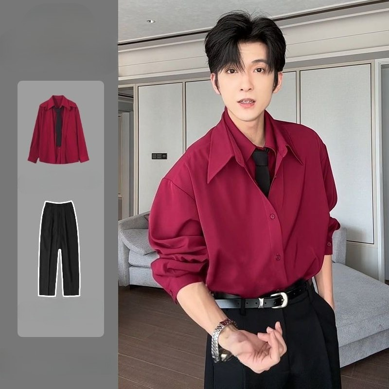 Men's Patchwork Long Sleeve Sh - Men Formal Office Wear Shirts review and price