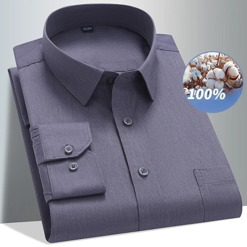 8XL 100 Cotton Long Sleeve Shi - Men Formal Office Wear Shirts review and price