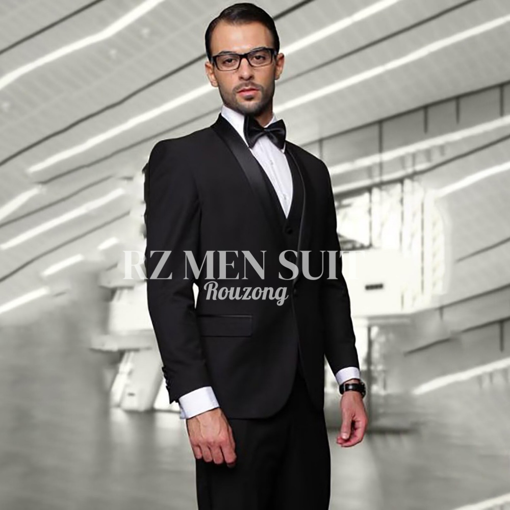 Mens 3 Piece Tuxedo Suit Slim  - Men Formal Wear Vest review and price