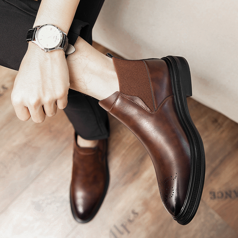 High-top leather shoes are ver - Men Formal Wear With Boots review and price